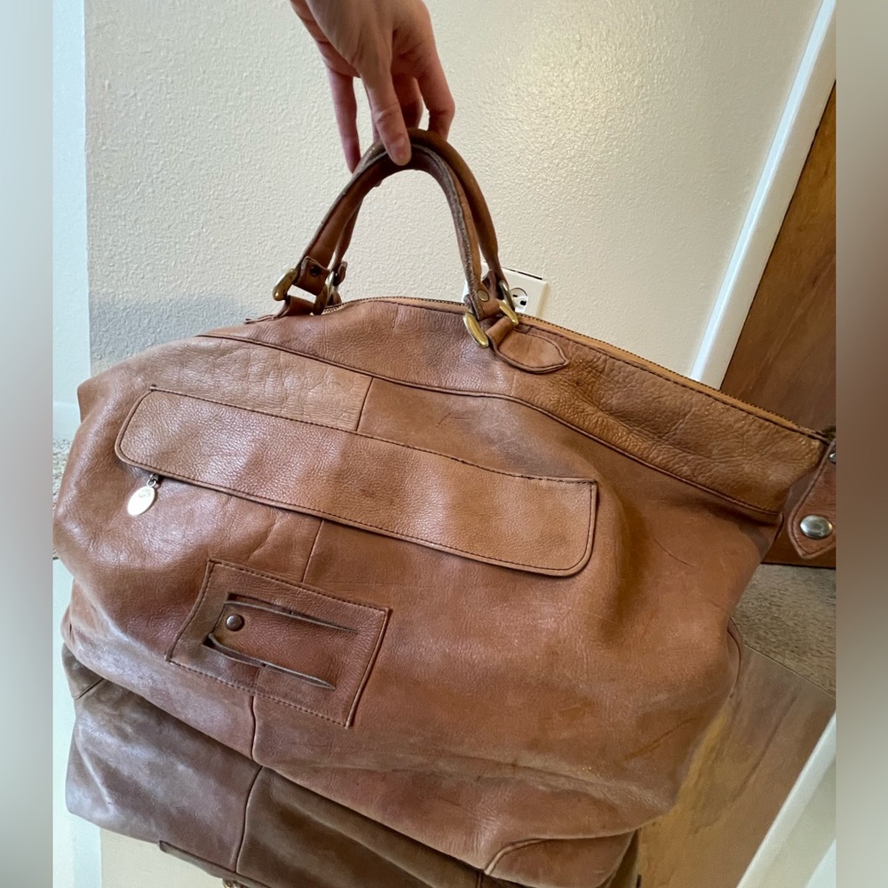 Unlined leather weekender